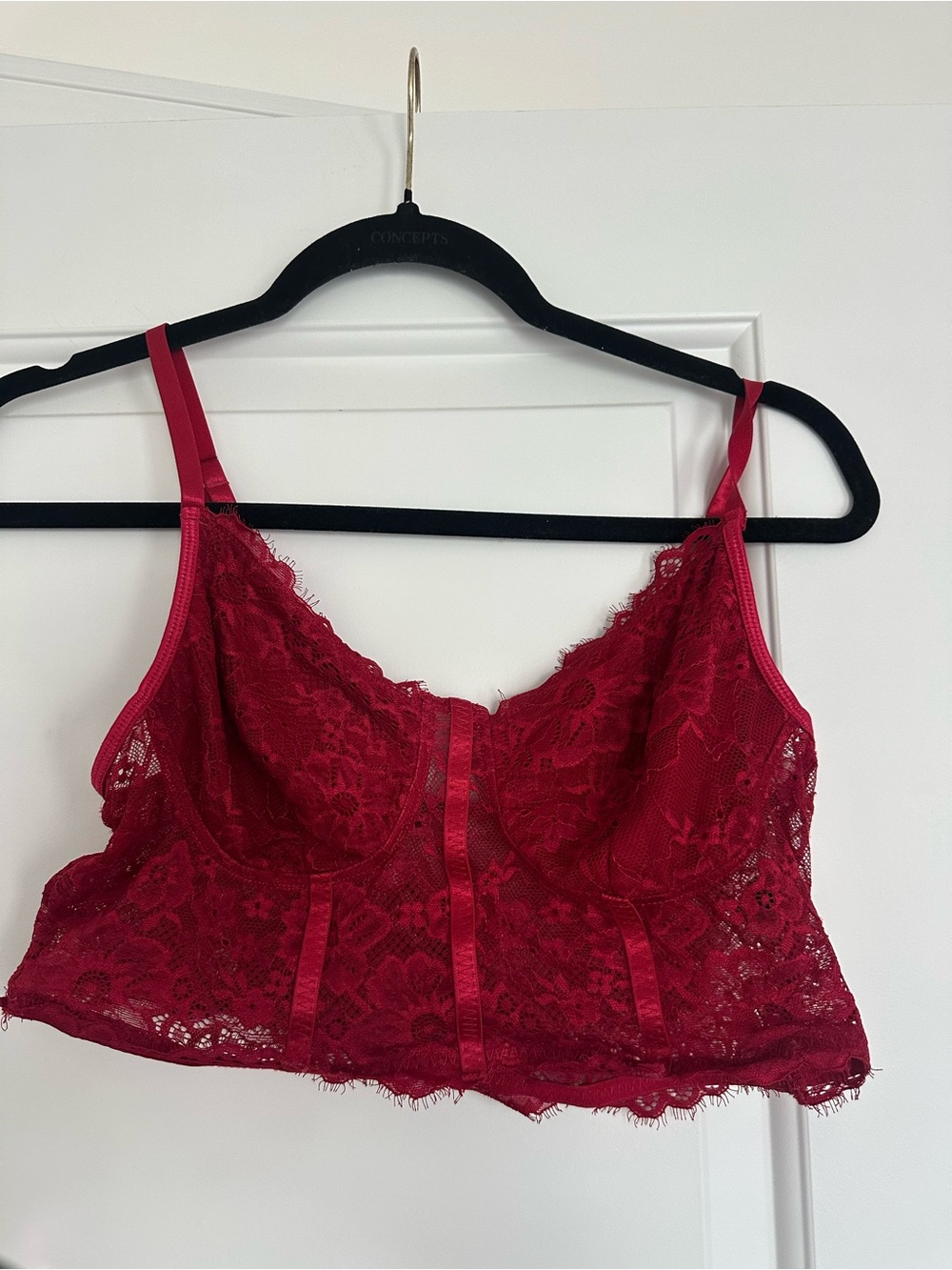 Lace Longline Bralette in Deep Red